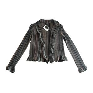 NWT Vintage Y2k Veeca Open Front Brown Stripe Top Earthy Forest Fairy Boho Artsy